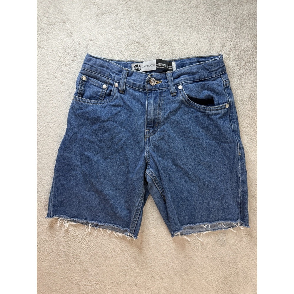 Levis Vtg Silvertab Shorts Sz 14 Waist 27 Cotton Jean Blue Loose Cut Off Y2K